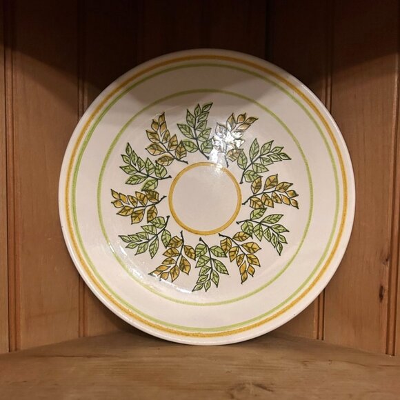 Vintage Taylor Smith Taylor Yellow Green Mint Pattern Ironstone Dinner Plate - Picture 1 of 3